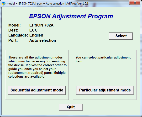 Adjustment program Epson 702A