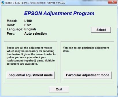 Adjustment program Epson L100