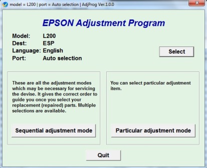 Adjustment program Epson L200