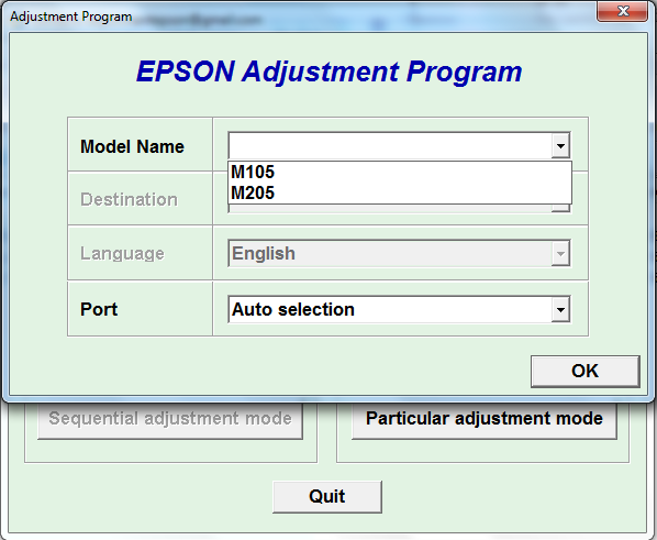 Adjustment program Epson M-105, M-2...