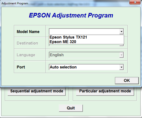 Adjustment program Epson TX-121, ME...