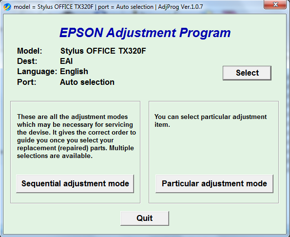Adjustment program Epson TX-320F, B...