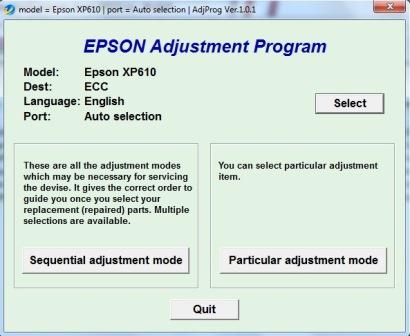 Adjustment program Epson XP-610