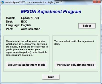 Adjustment program Epson XP-700