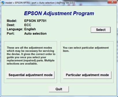 Adjustment program Epson XP-701