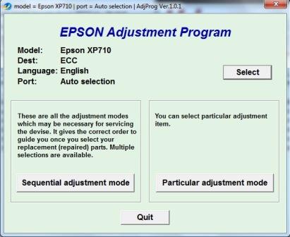 Adjustment program Epson XP-710