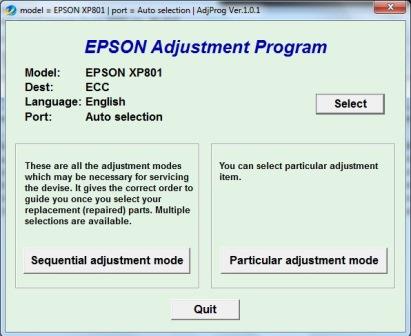 Adjustment program Epson XP-801