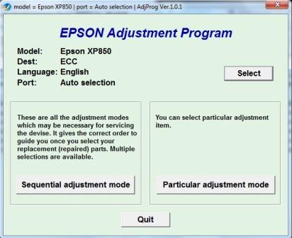 Adjustment program Epson XP-850
