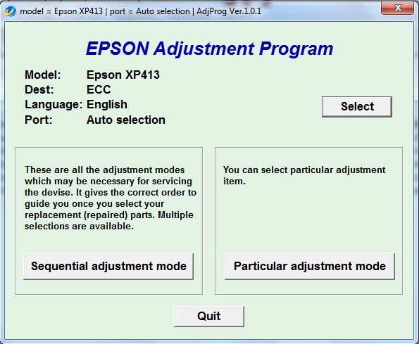 Adjustment program Epson XP-413